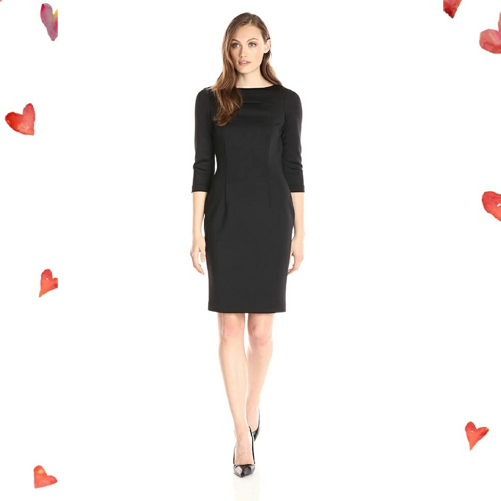 Calvin Klein 3/4 Sleeve Split Neck Sheath Dress